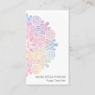 *~* Sacred Geometry Pastel Rainbow Mandala Business Card