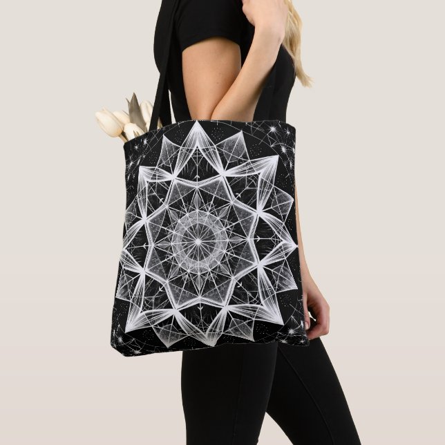 Sacred Geometry Patterned Tote Bag (Close Up)