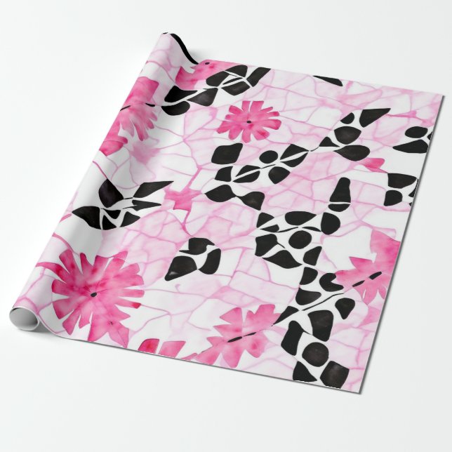 Sacred Geometry: Pink, Black & White Edition Wrapping Paper (Unrolled)