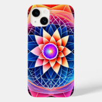 Sacred Geometry Rainbow Mandala Neon Lotus Flower