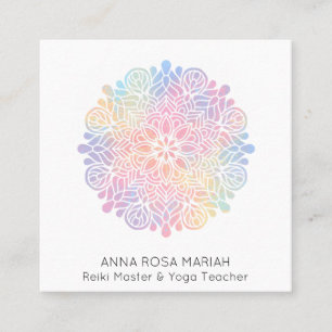 *~* Sacred Geometry Rainbow Mandala Spiritual Square Business Card