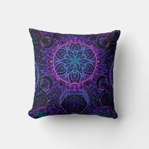 Sacred Geometry seamless pattern. Hindu symbols of Cushion