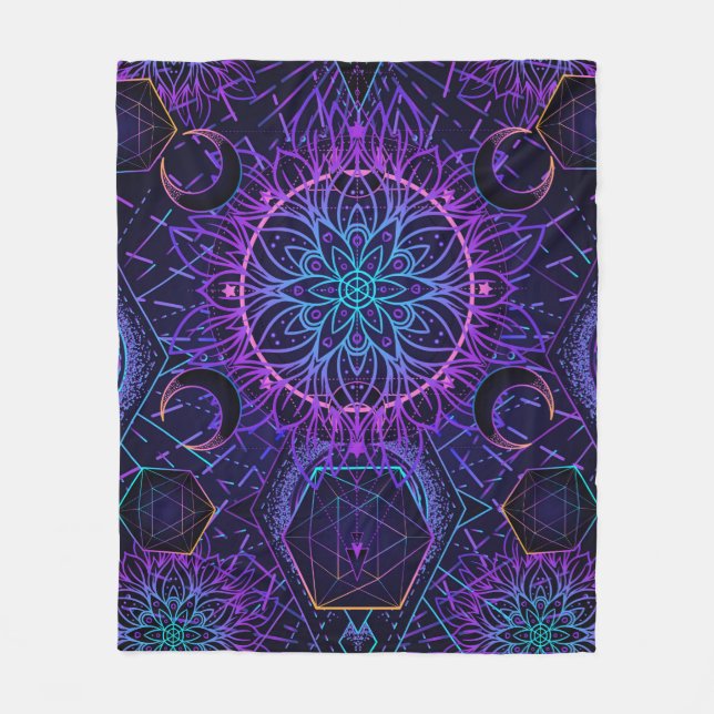 Sacred Geometry seamless pattern. Hindu symbols of Fleece Blanket (Front)