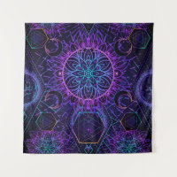 Sacred Geometry seamless pattern. Hindu symbols of