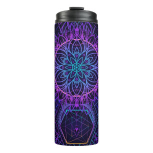 Sacred Geometry seamless pattern. Hindu symbols of Thermal Tumbler