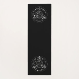 Sacred geometry style black pentagram yoga mat