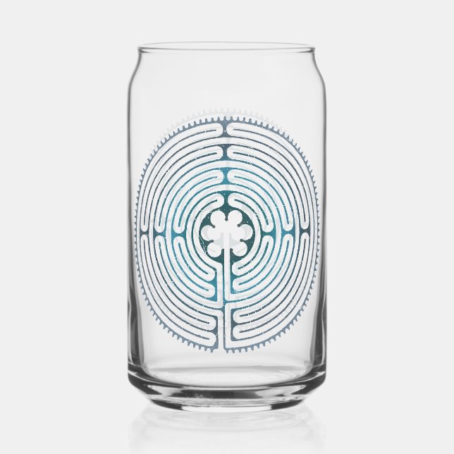 Sacred Geometry Symbol - Chartres Labyrinth 1 Can Glass (Front)