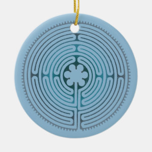 Sacred Geometry Symbol - Chartres Labyrinth 1 Ceramic Tree Decoration