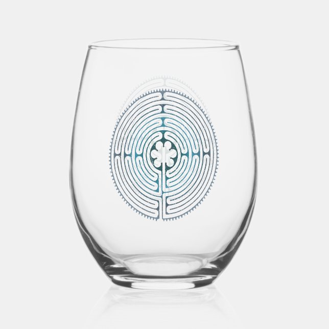 Sacred Geometry Symbol - Chartres Labyrinth 1 Stemless Wine Glass (Front)