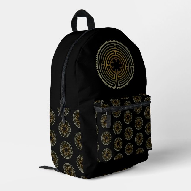 Sacred Geometry Symbol - Chartres Labyrinth 4 Printed Backpack (Back Corner Left)