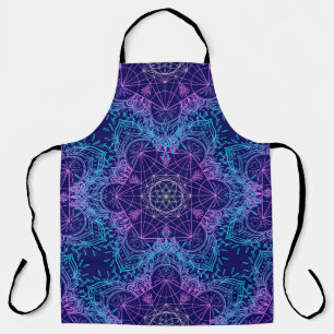 Sacred Geometry Symbols in Mandala seamless patter Apron