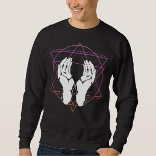 Sacred Geometry Wiccan Mysticism Pagan Hamsa Hand Sweatshirt