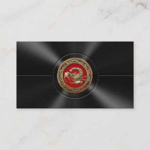 Sacred Golden Scorpion on Red Business Card
