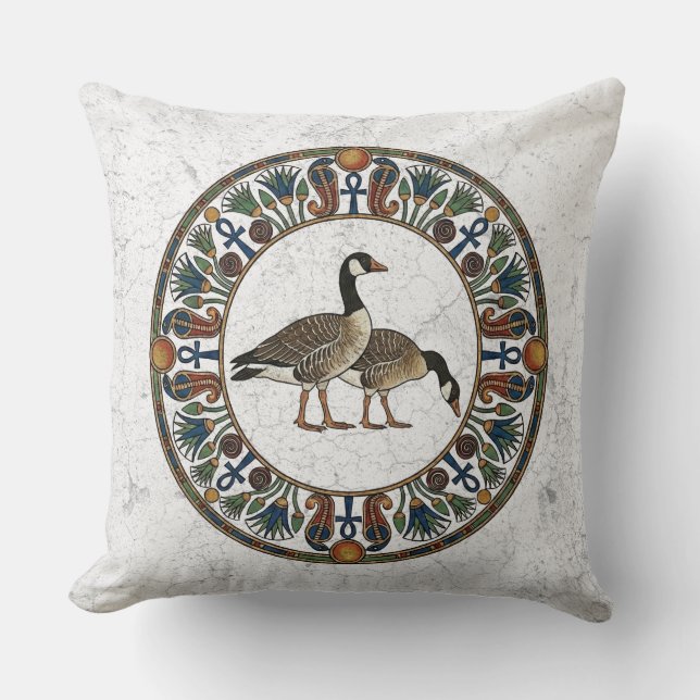 Sacred Goose of Geb: The Great Cackler Egyptian Cushion (Front)