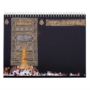 Sacred Hajj Kaaba in Mecca with Islamic Pilgrimage Calendar