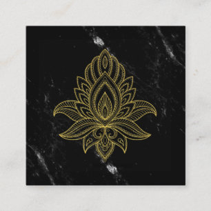 ~ Sacred Hamsa Gold Abstract White Black Marble Square Business Card