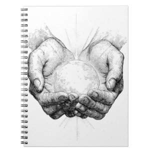 Sacred Hands Holding Radiant Sphere Sketch Notebook