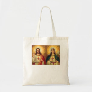 Sacred Heart and Immaculate Heart Picture Jesus an Tote Bag