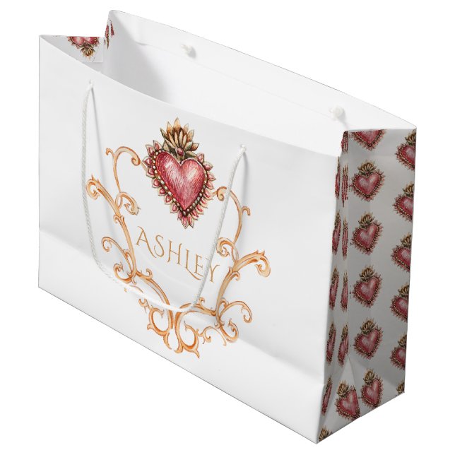 Sacred Heart Baroque Personalised Large Gift Bag (Front Angled)