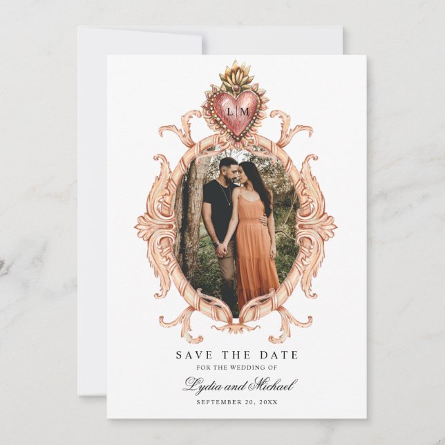 Sacred Heart Baroque Save the Date Invitation (Front)