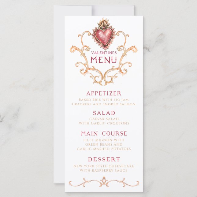 Sacred Heart Baroque Valentine's Dinner Menu (Front)