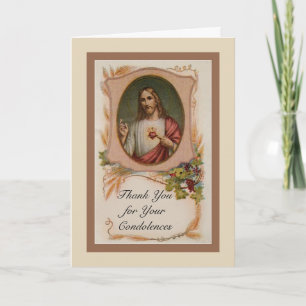 Sacred Heart Catholic Condolence Thank You Card