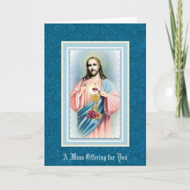 Sacred Heart Catholic Mass Offering Memorial Card (Front)