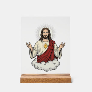 Sacred Heart Devotional Vintage Engraving Design_1 Acrylic Sign