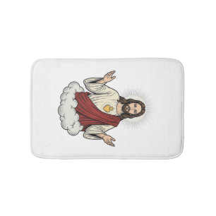 Sacred Heart Devotional Vintage Engraving Design_1 Bath Mat