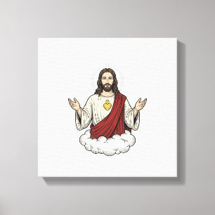Sacred Heart Devotional Vintage Engraving Design_1 Canvas Print