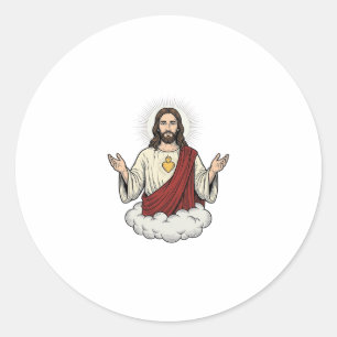 Sacred Heart Devotional Vintage Engraving Design_1 Classic Round Sticker