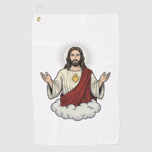 Sacred Heart Devotional Vintage Engraving Design_1 Golf Towel