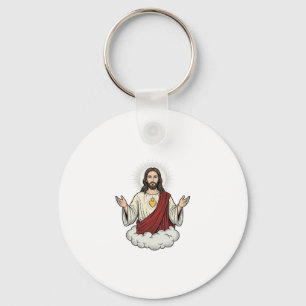 Sacred Heart Devotional Vintage Engraving Design_1 Key Ring