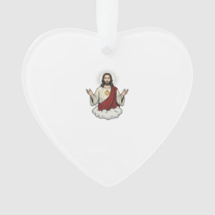 Sacred Heart Devotional Vintage Engraving Design_1 Ornament