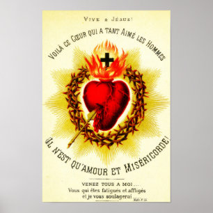 Sacred Heart French - Sacré Cœur de Jésus Poste Poster