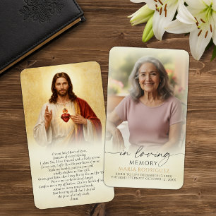 Sacred Heart Funeral Memorial Prayer Cards