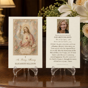 Sacred Heart Funeral Prayer Card   Catholic 