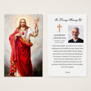 Sacred Heart Funeral Sympathy Memorial Prayer Card