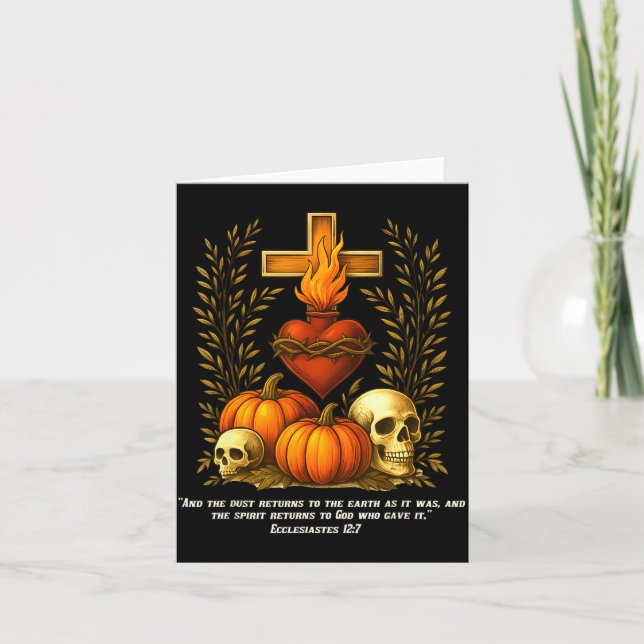 Sacred Heart Halloween Jesus Skulls Pumpkins Chris Card (Front)
