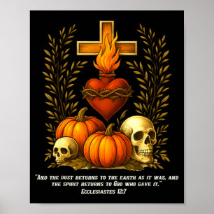 Sacred Heart Halloween Jesus Skulls Pumpkins Chris Poster