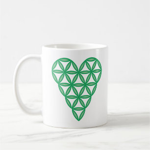 Sacred Heart - Heart of life, 3D/Green.  Coffee Mug