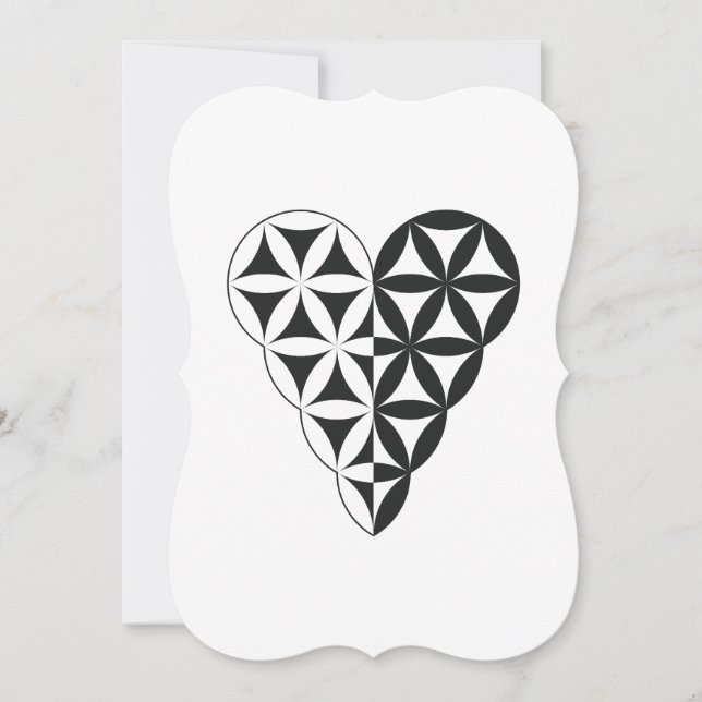 Sacred Heart - Heart of life, Dual-Wh/Bl.  Invitation (Front)