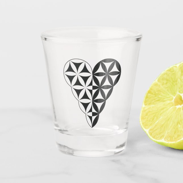 Sacred Heart - Heart of life, Dual-Wh/Bl.  Shot Glass (Front)