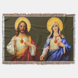 Sacred Heart & Immaculate Heart Halo Throw Blanket