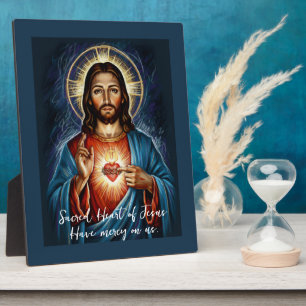 Sacred Heart Jesus Artistic Chalk Drawing Plaque