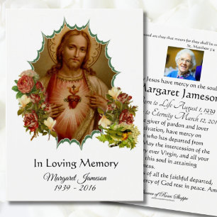 Sacred Heart Jesus Catholic Funeral Holy Card -