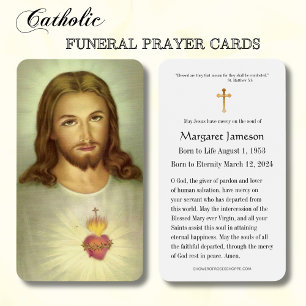 Sacred Heart Jesus Catholic Funeral Holy Card -