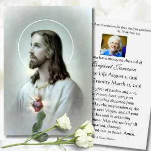 Sacred Heart Jesus Catholic Funeral Prayer Card