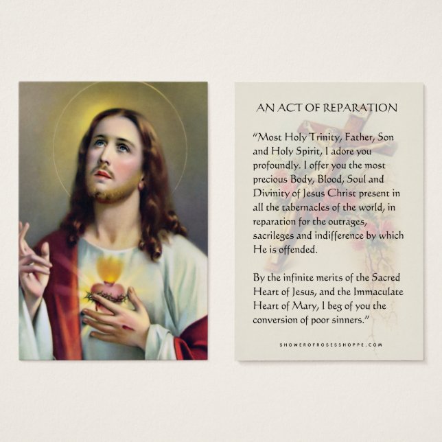 Sacred Heart Jesus Catholic Reparation Prayer (Front & Back)