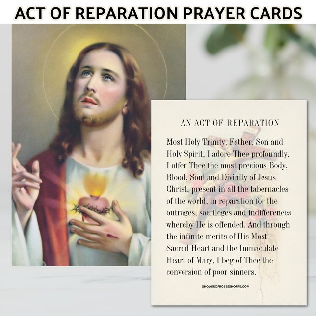 Sacred Heart Jesus Catholic Reparation Prayer Enclosure Card (Creator Uploaded)